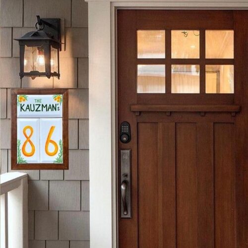 Hand-Painted Customized Framed Ceramic House Sign (3 Tiles)
